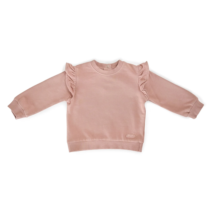 French Terry Ruffle Sweatshirt In Soft Peony By PEHR