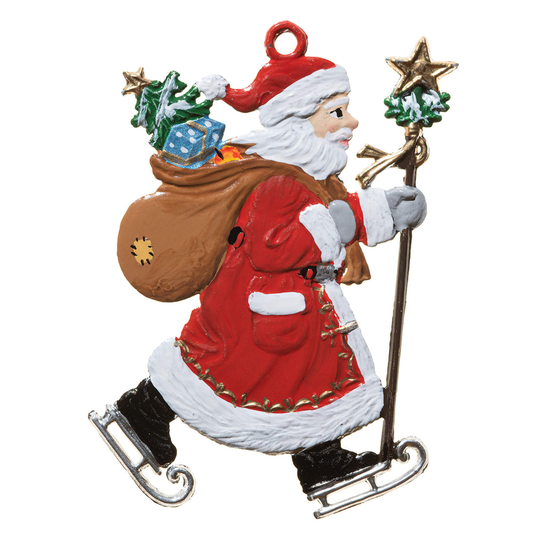 Santa On Skates Pewter Ornament