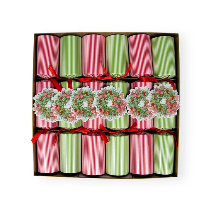 Ribbon Stripe Wreath Christmas Cracker - 6 Per Box