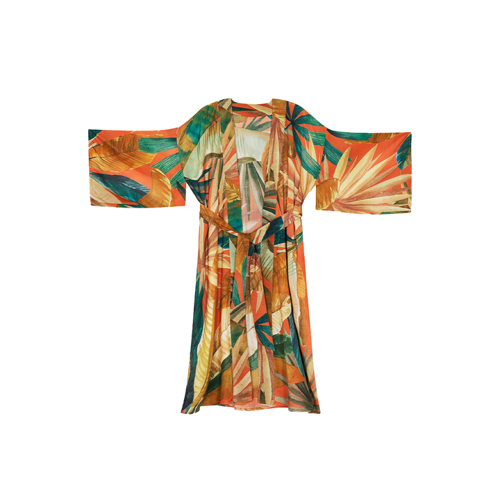 Painted Palms Kimono Gown