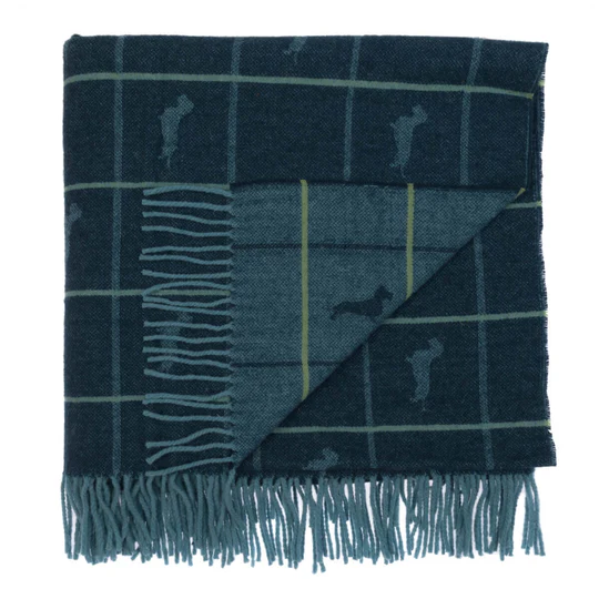 Dachshund Wool Knit Throw Navy 51" x 65"