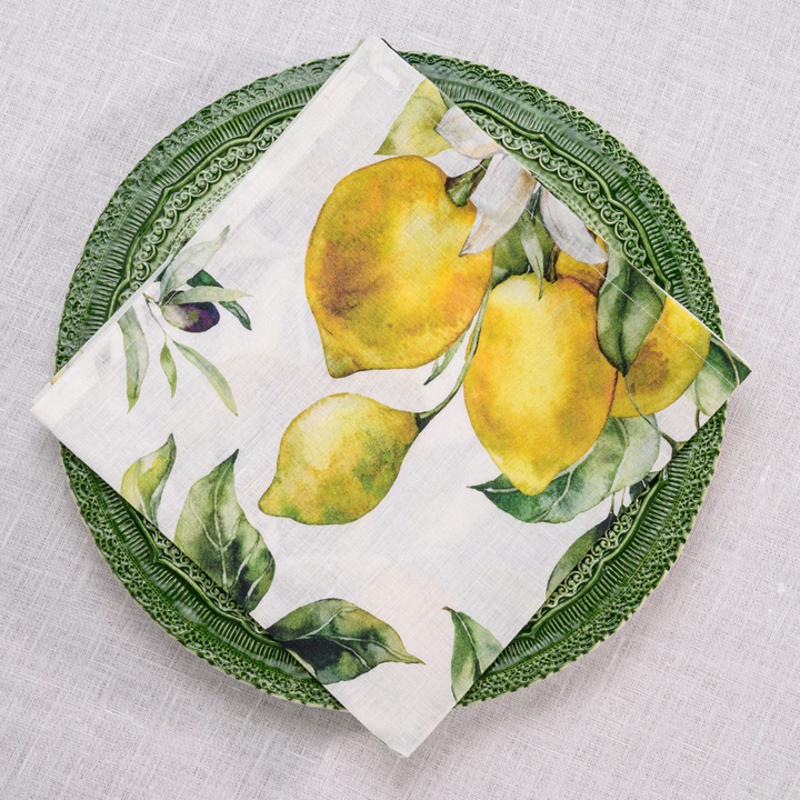 Limoncello Watercolor Italian Linen Napkin