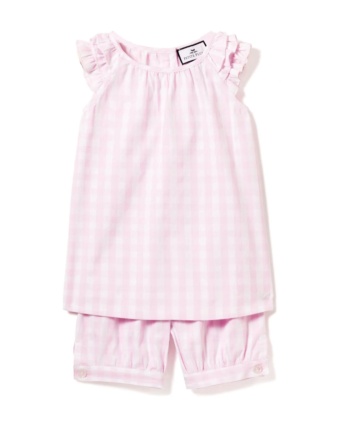 Amelie Pink Gingham Short Sets For Toddlers